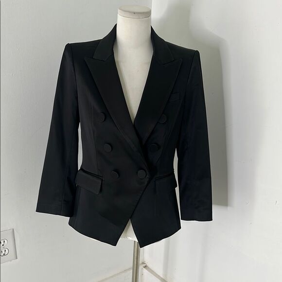 Veronica Beard Black Satin Miller Dickey Jacket Size 4 - Picture 1 of 6